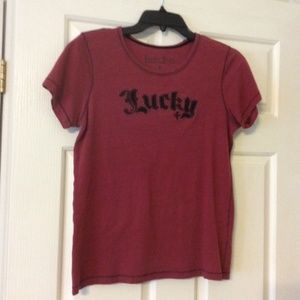 Y2K Red Lucky Brand tee shirt with studs